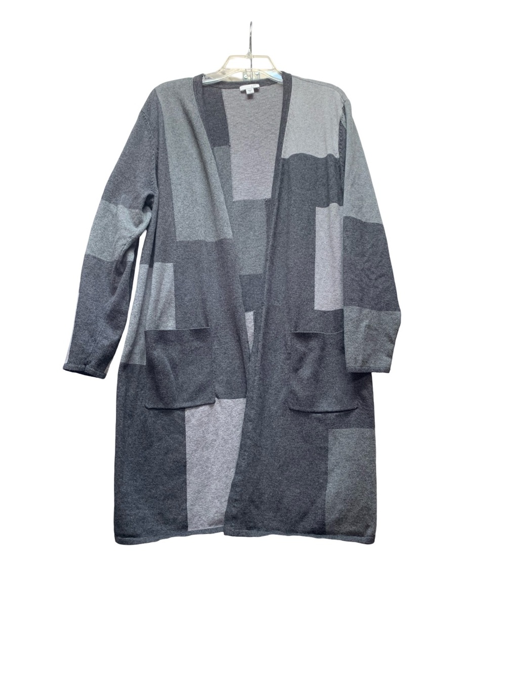 J. Jill Gray Patchwork Open-Front Long Cardigan